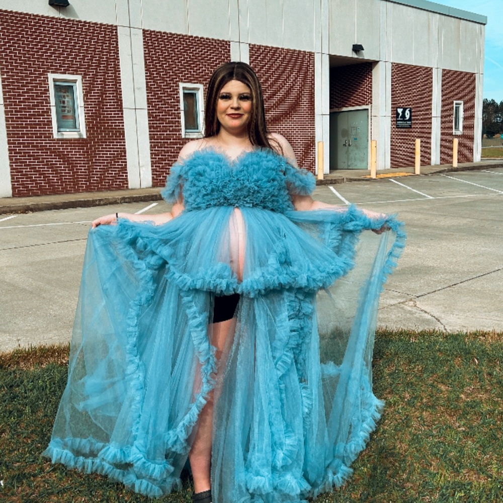 Elegant Blue Tulle Gown